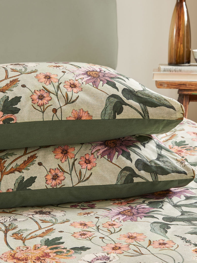 Wylder Celadon Green Wallflower Reversible Duvet Cover Set (British brand)