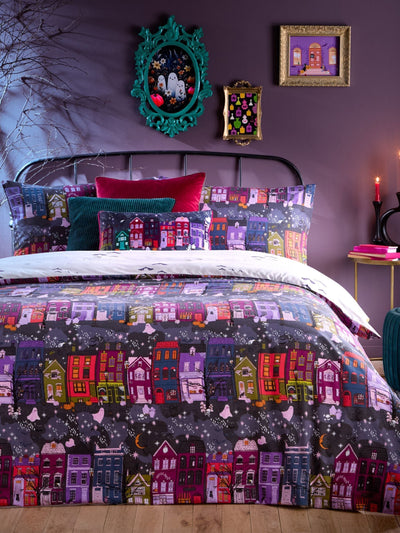Next Furn Charcoal Creepy Town Reversible Duvet Cover and Pillowcase Set- Buy online at McGrocer