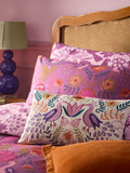 Damson Purple Broderie reversible duvet cover and pillowcase set - British product