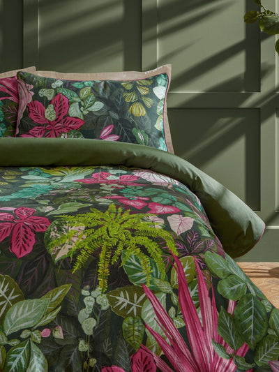 Next Paoletti Pink and Green Veadeiros 100% Cotton Sateen Duvet Cover Set- Buy online at McGrocer