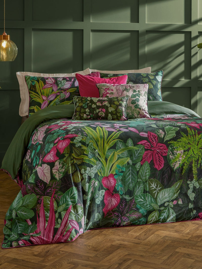 Paoletti Pink and Green Veadeiros duvet cover set, imported from the UK