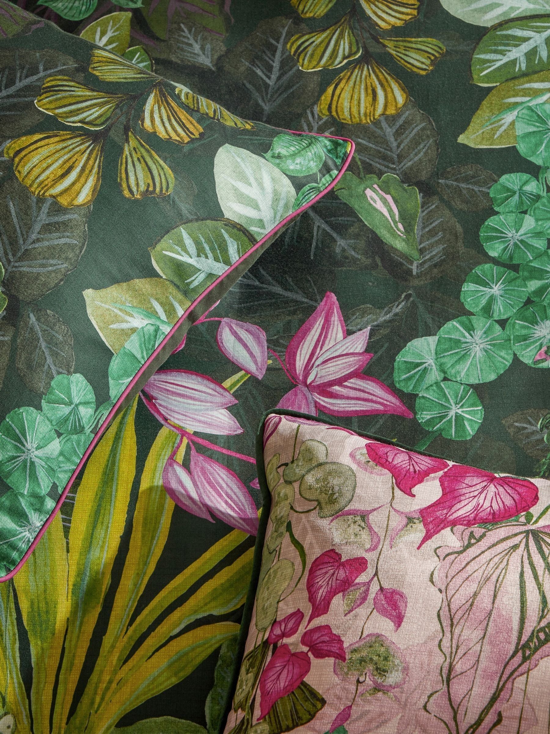 Paoletti Pink and Green Veadeiros duvet cover set, imported from the UK