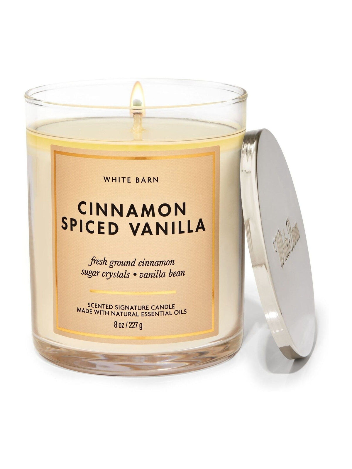 Single Wick Candle with Cinnamon Spiced Vanilla Scent, 8 oz / 227 g, Decorative Lid Included
