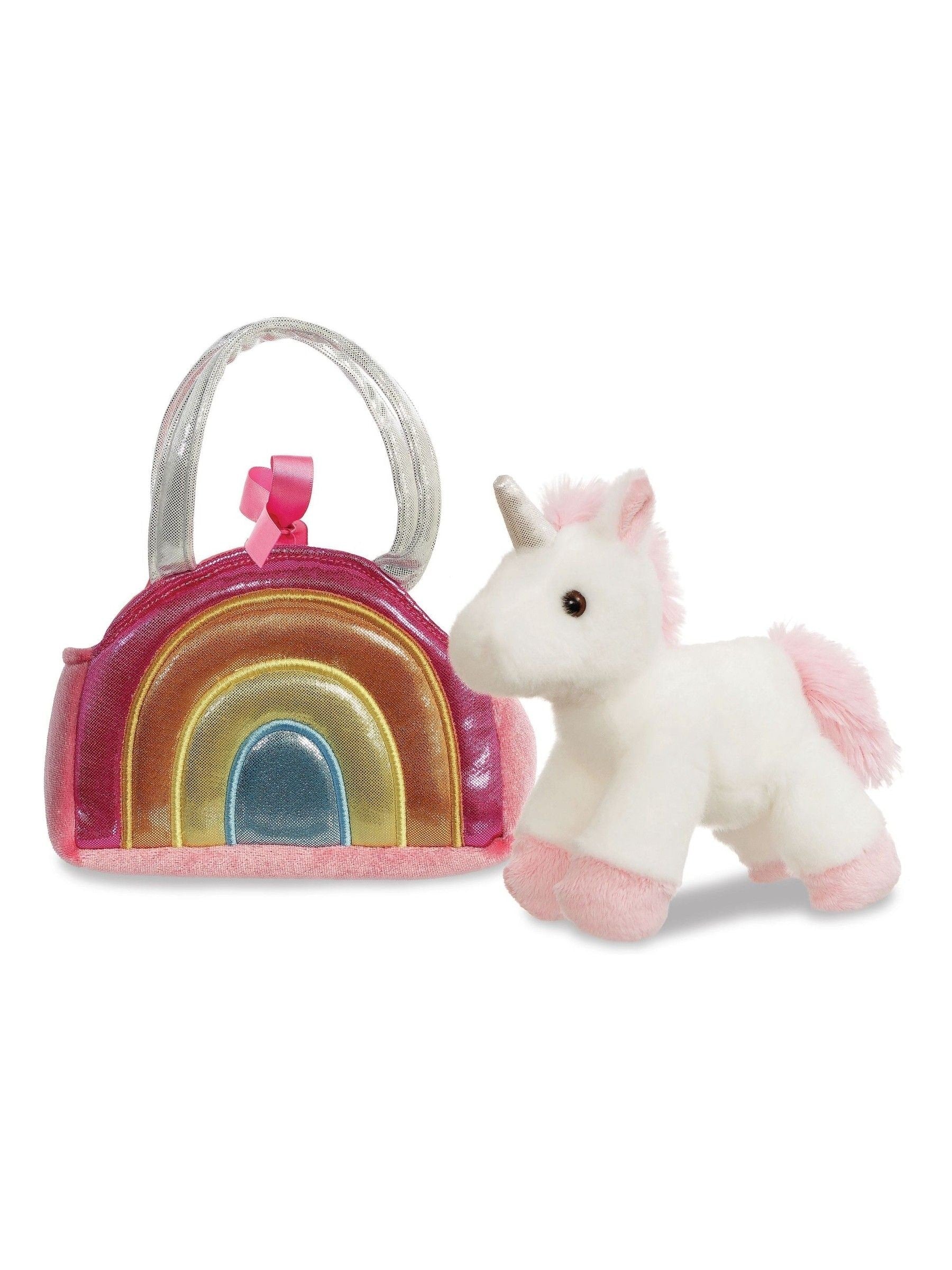 Aurora World Fancy Pals rainbow unicorn plush 8in, imported from the UK