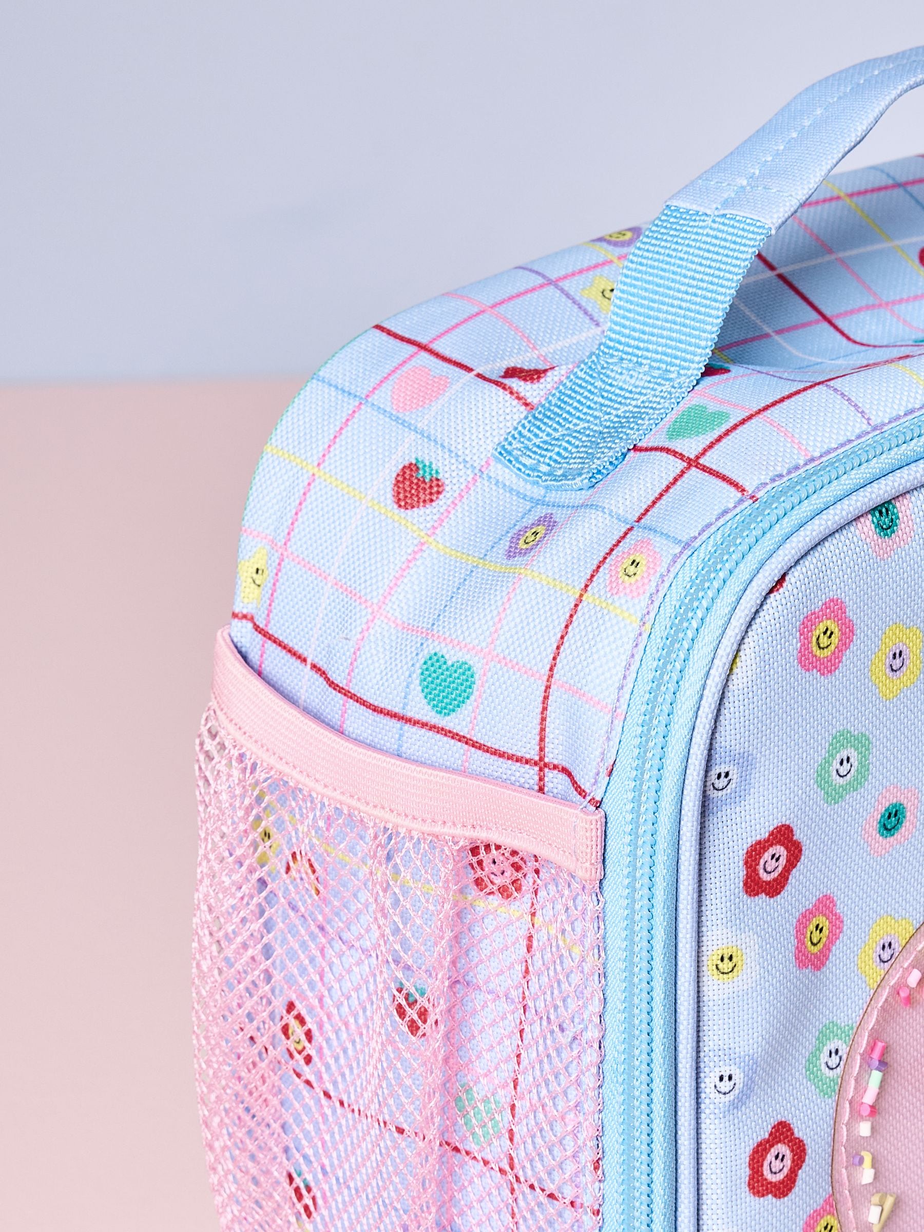 Blaue/Rosa Blumen-Power-Lunchtasche - Britisches Produkt