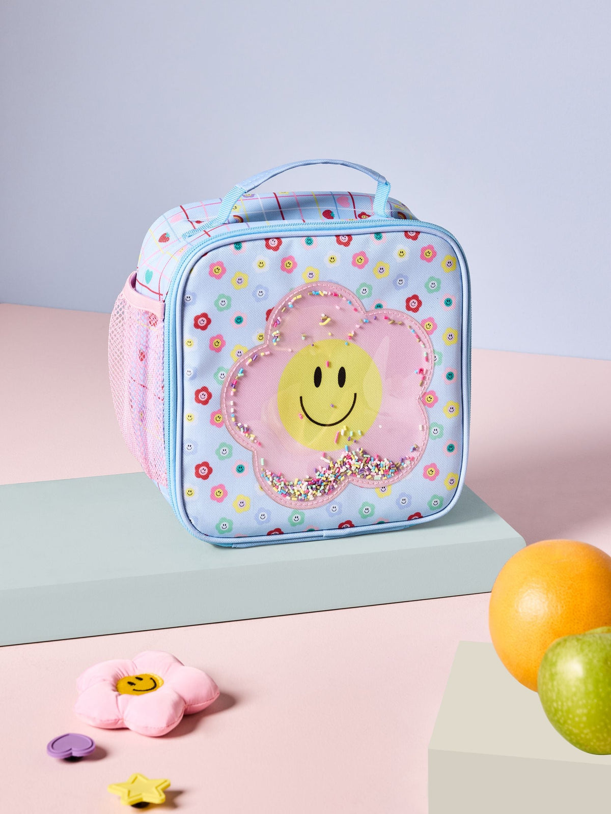 Blaue/Rosa Blumen-Power-Lunchtasche - Britisches Produkt
