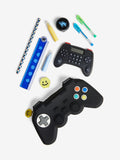 Black Pixel gaming pencil case with stationery, UK version
