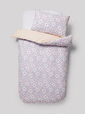 Lilac Flower Checkerboard Duvet Cover and Pillowcase Set