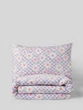 Lilac Flower Checkerboard duvet cover and pillowcase set, UK version