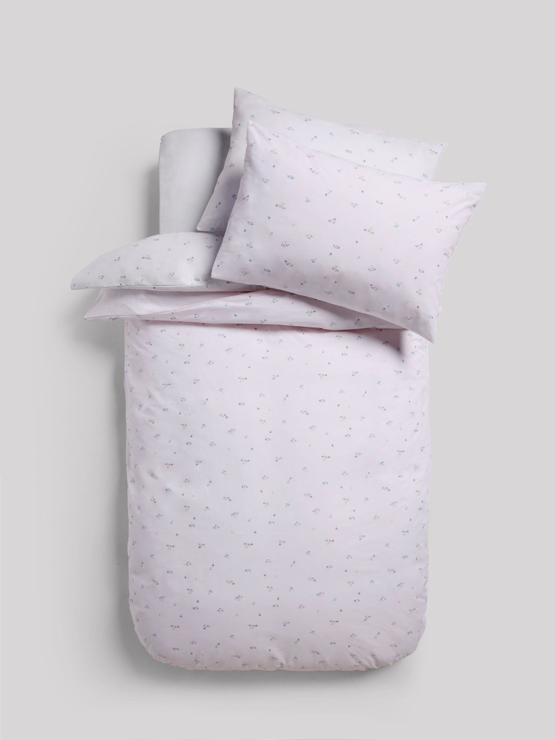 White pink floral duvet cover and pillowcase set (British brand)