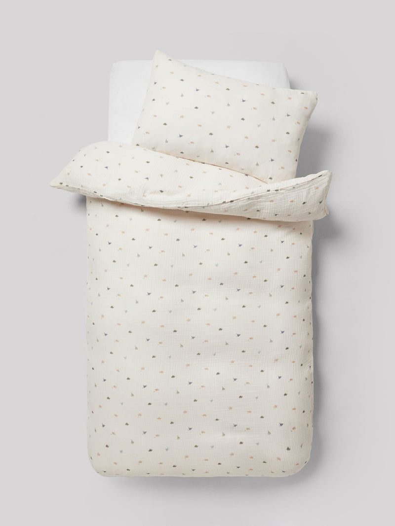 Natural Peach Crinkle Muslin duvet cover set, imported from the UK