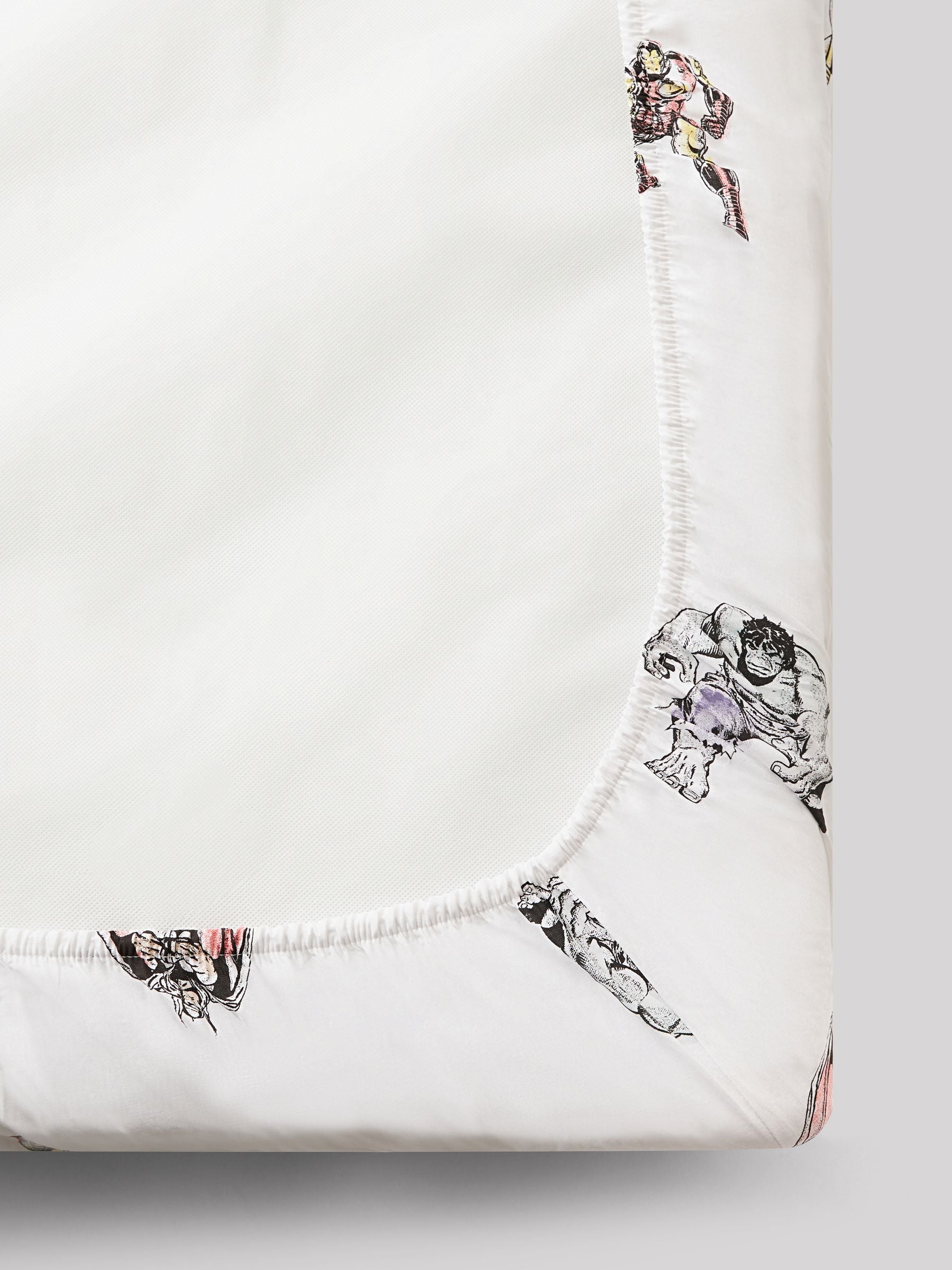 Marvel white cotton fitted sheet for single bed (British brand)