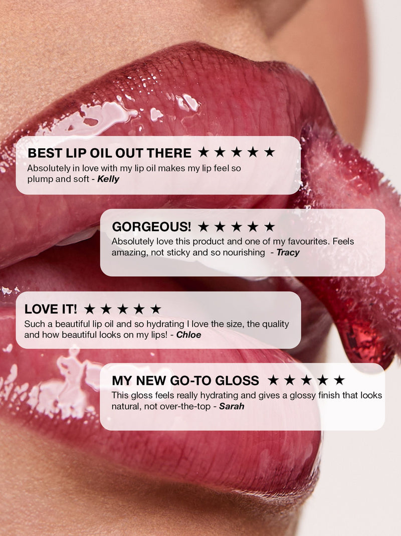 ICONIC London Lustre Lip Oil in One to Watch Red - British product
