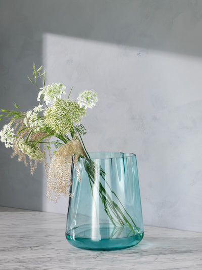 Next Handmade Sea Green Lantern Vase with Rippling Shape, 24 cm Height- Buy online at McGrocer