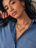 Gold tone waterproof stainless steel T-bar necklace, UK version