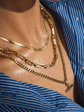 Gold tone waterproof stainless steel T-bar necklace, UK version