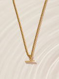 Gold tone waterproof stainless steel T-bar necklace, UK version