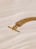 Gold tone waterproof stainless steel T-bar necklace, UK version