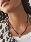 Black beaded coin necklace - British product