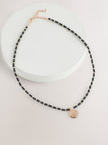 Black beaded coin necklace - British product