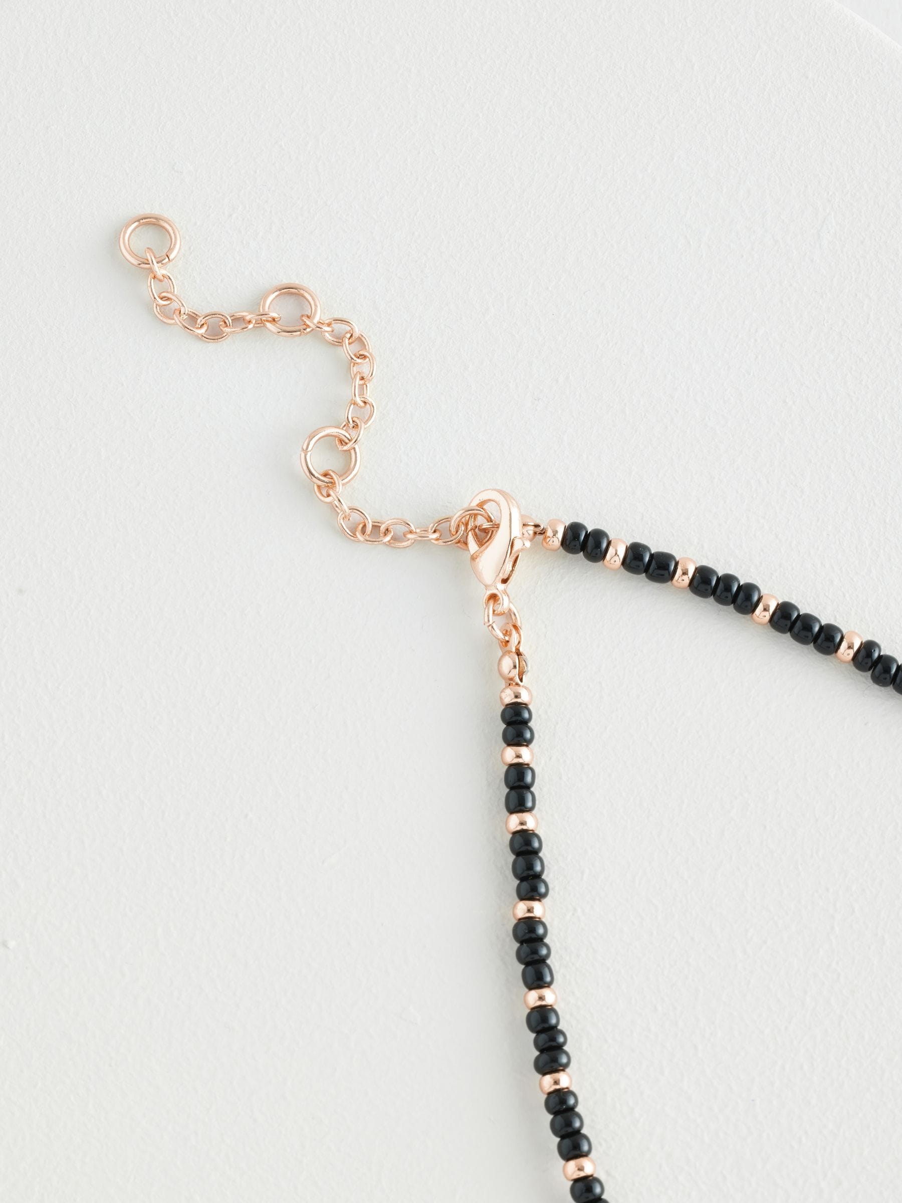 Black beaded coin necklace - British product