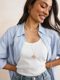 Gold tone pearl effect 3 layer necklace, UK version