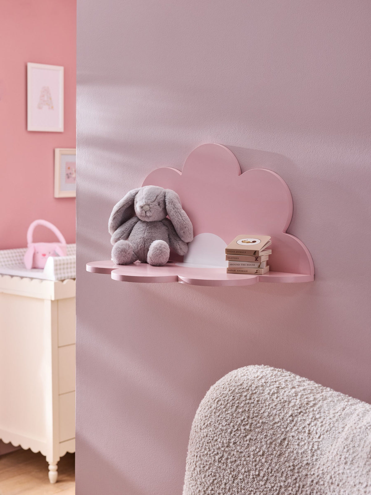 Jojo Maman Bébé pink Elodie flower wall shelf - British product
