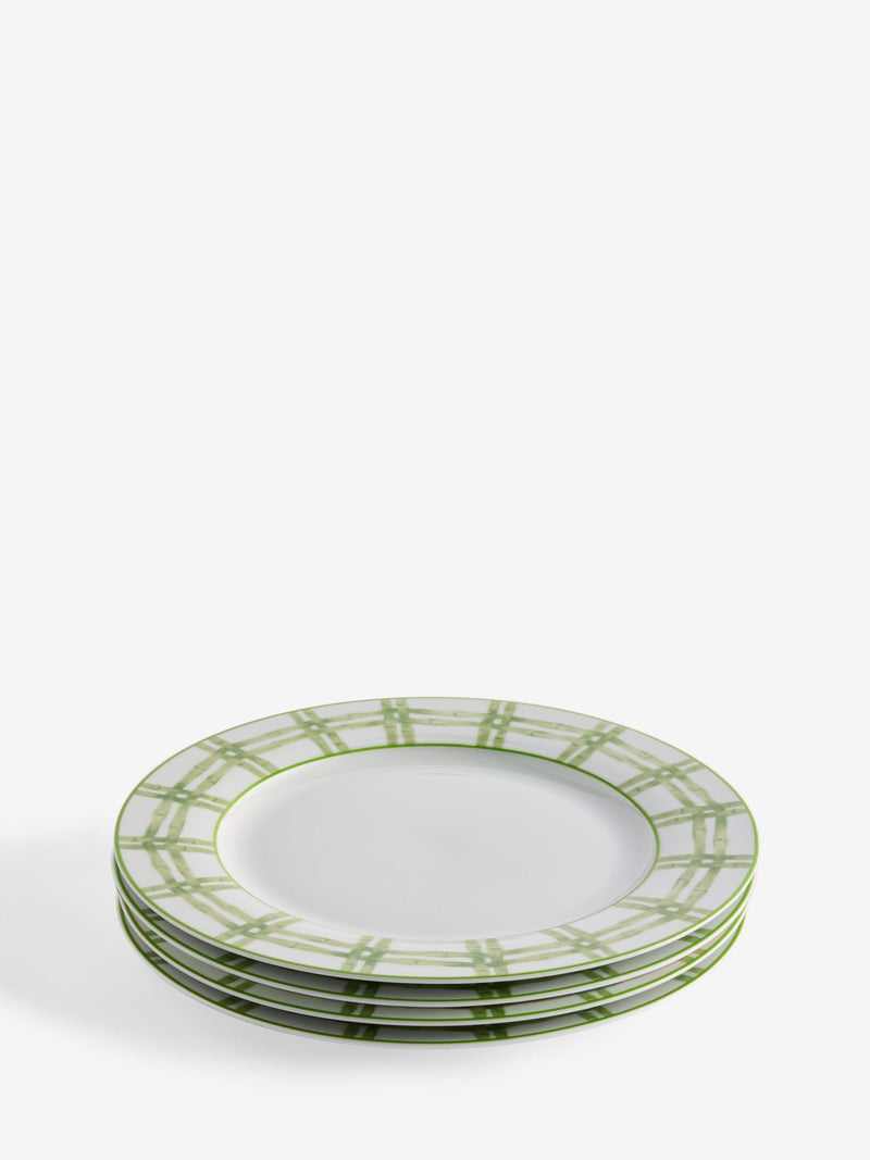 Nina Campbell green/white bamboo plates, set of 4, imported from the UK