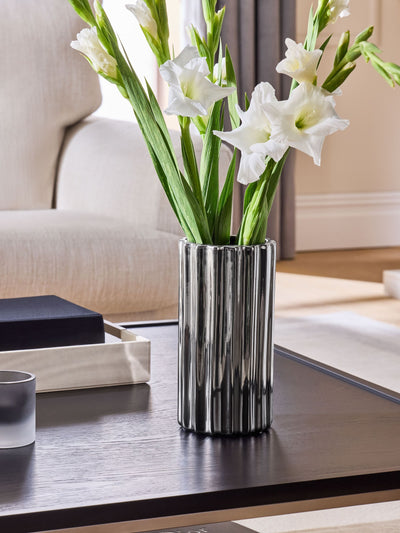 Next Sosandar Silver Chrome Vase 25cm- Buy online at McGrocer