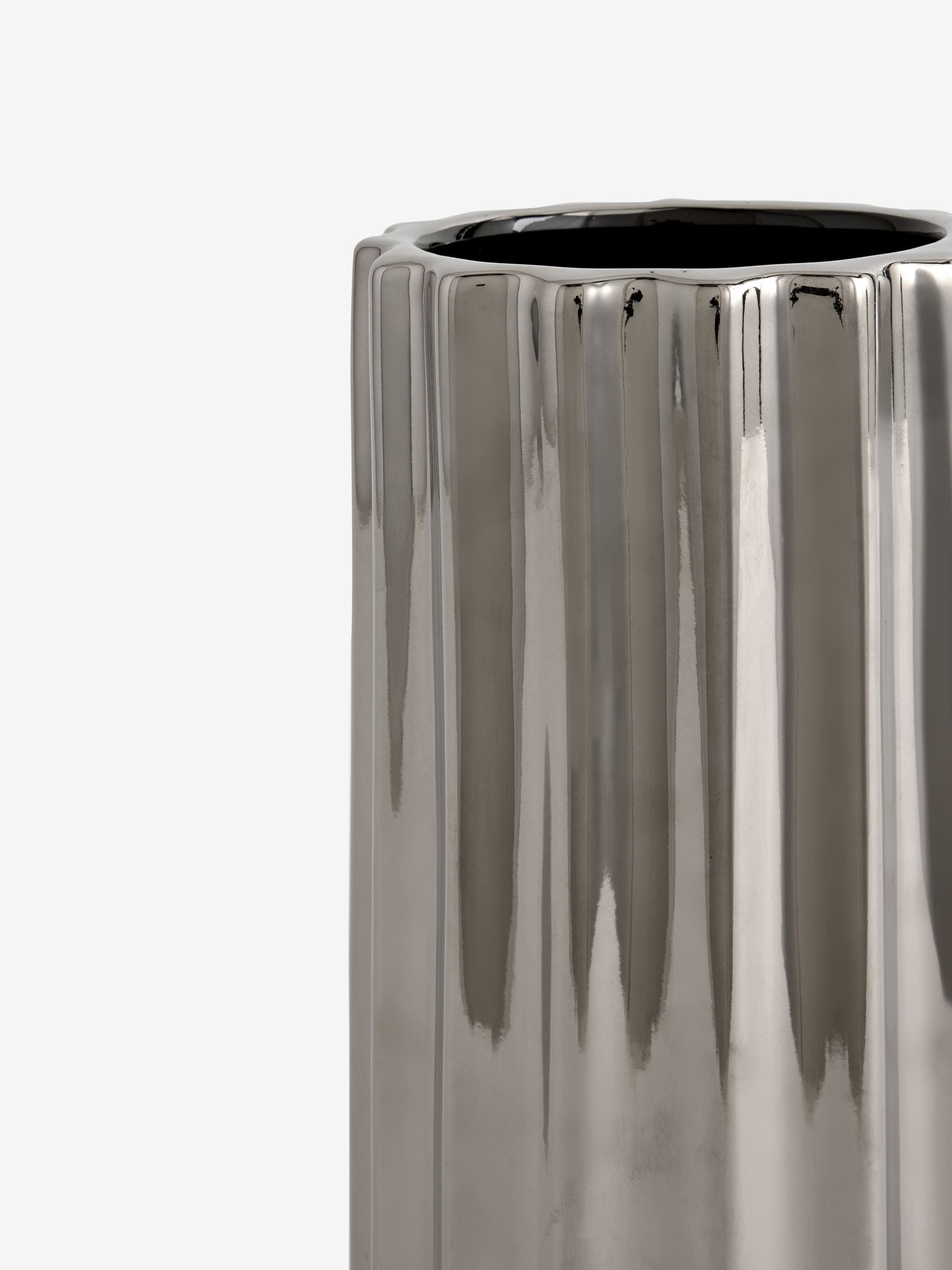 Sosandar Silver Chrome Vase 25cm stoneware (British brand)