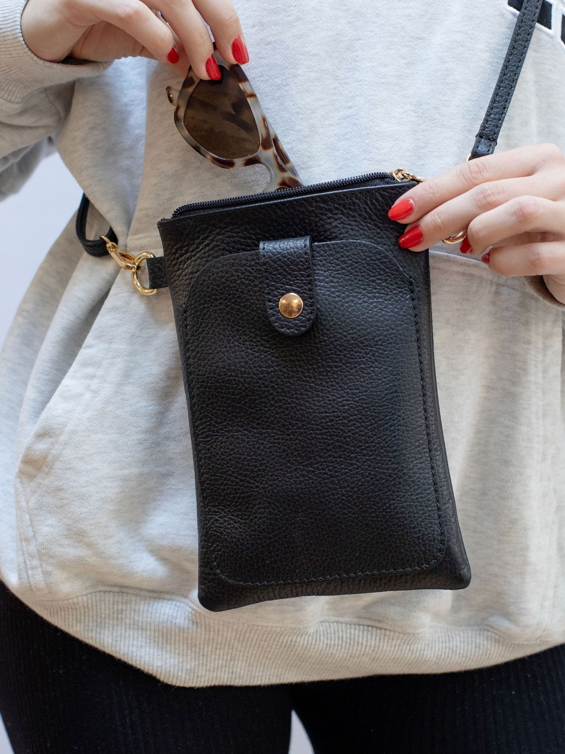 LRM Goods personalised leather phone bag - British product