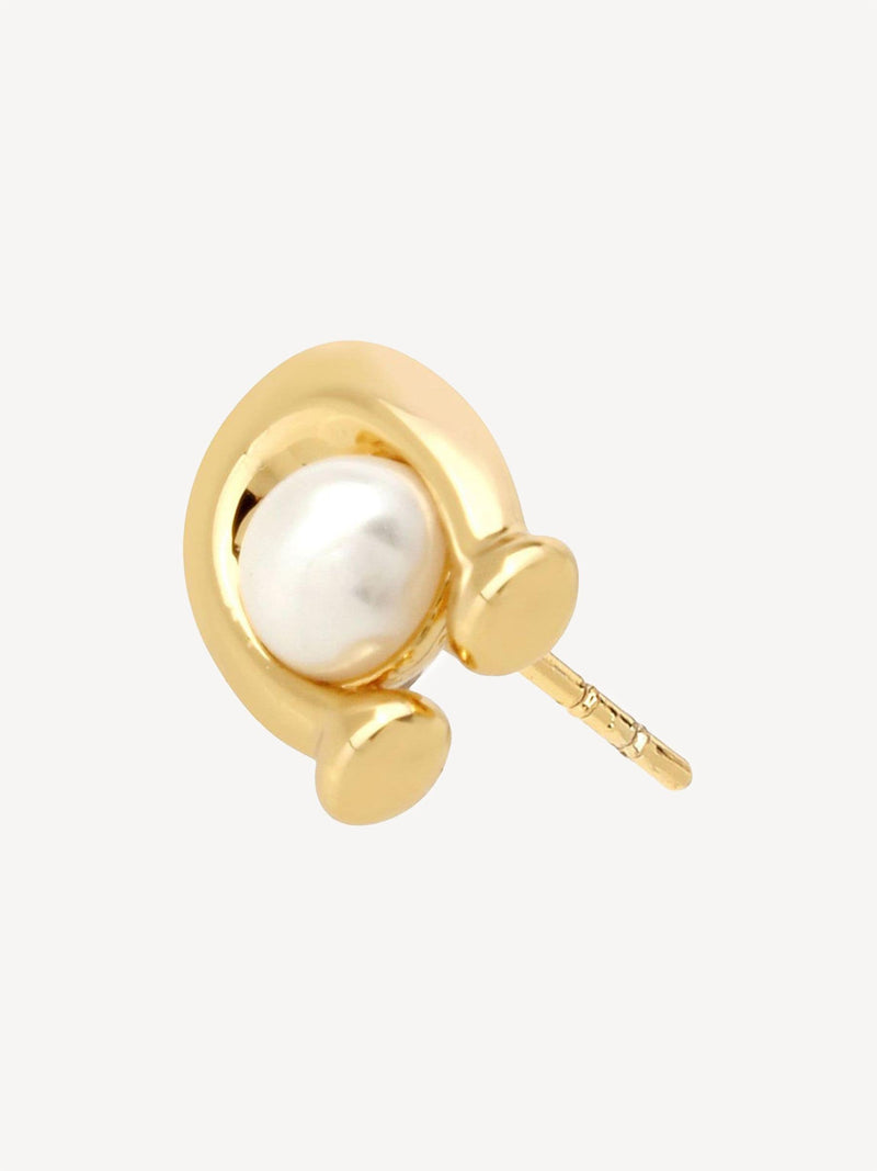COACH gold tone pearl stud earrings (British brand)