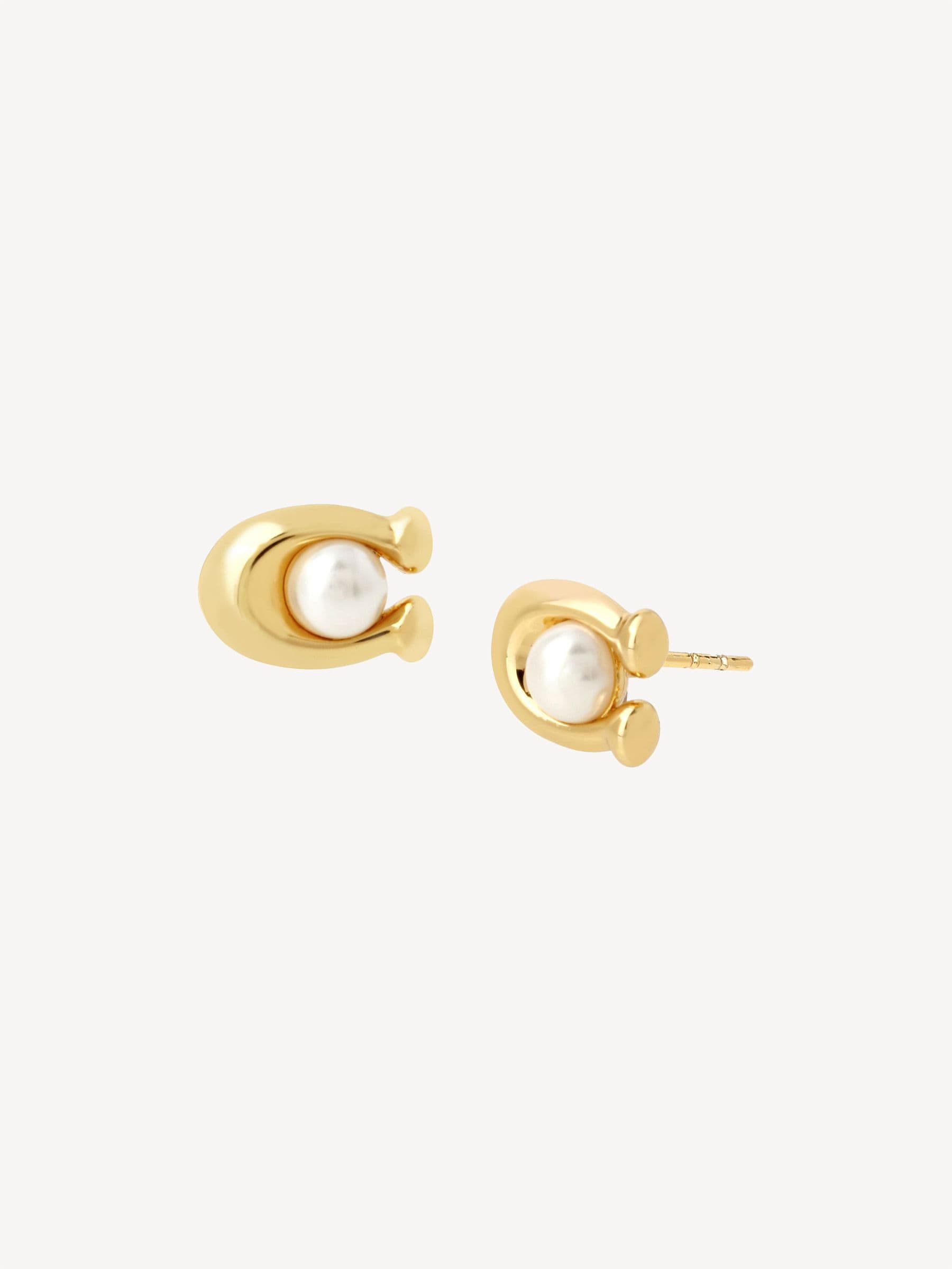 COACH gold tone pearl stud earrings (British brand)