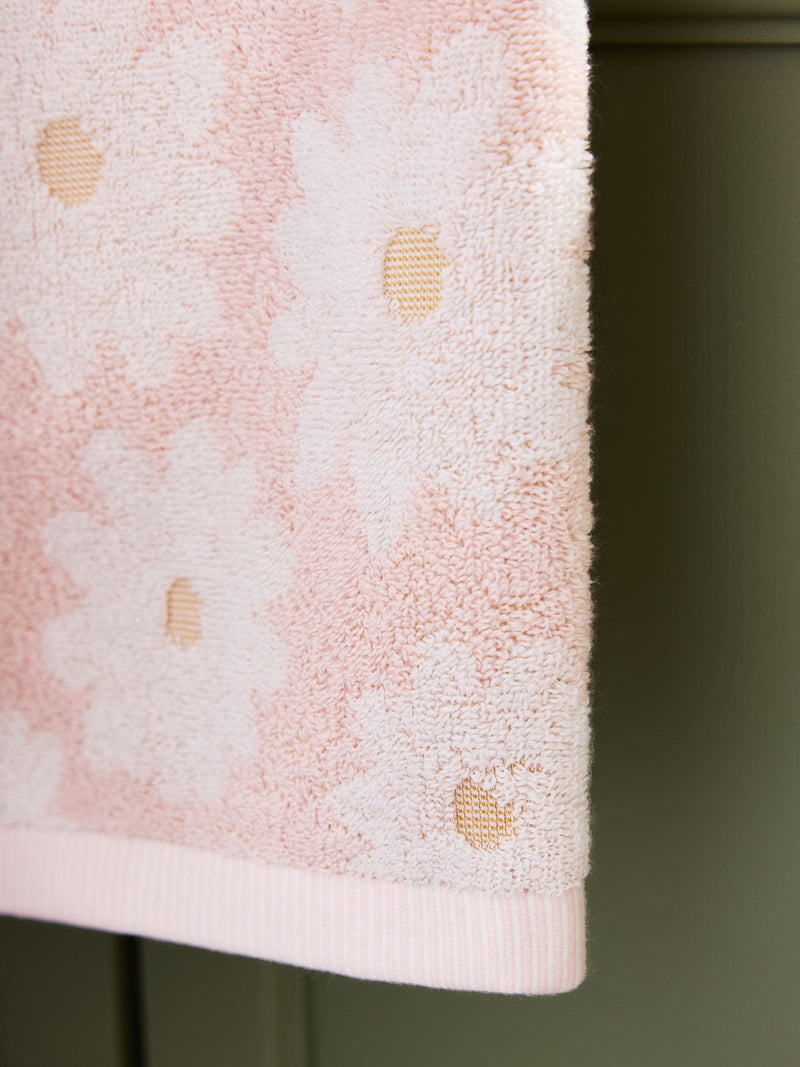 Pink Daisy 100% cotton bathroom towel set (British brand)