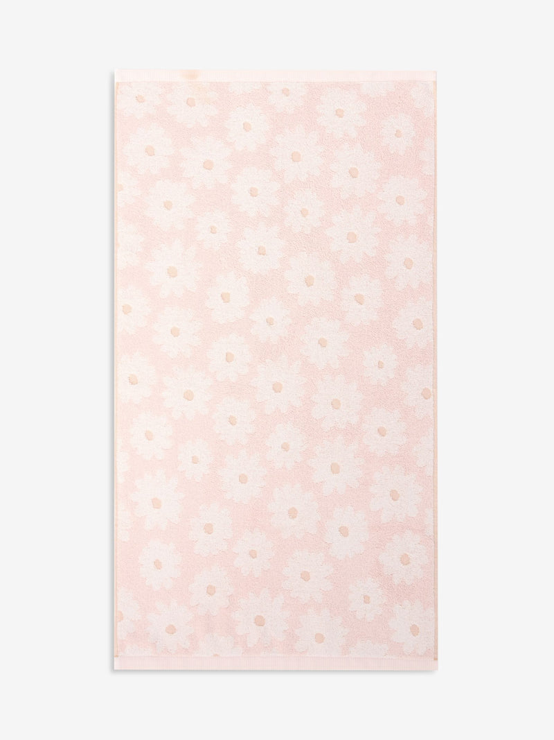 Pink Daisy 100% cotton bathroom towel set (British brand)