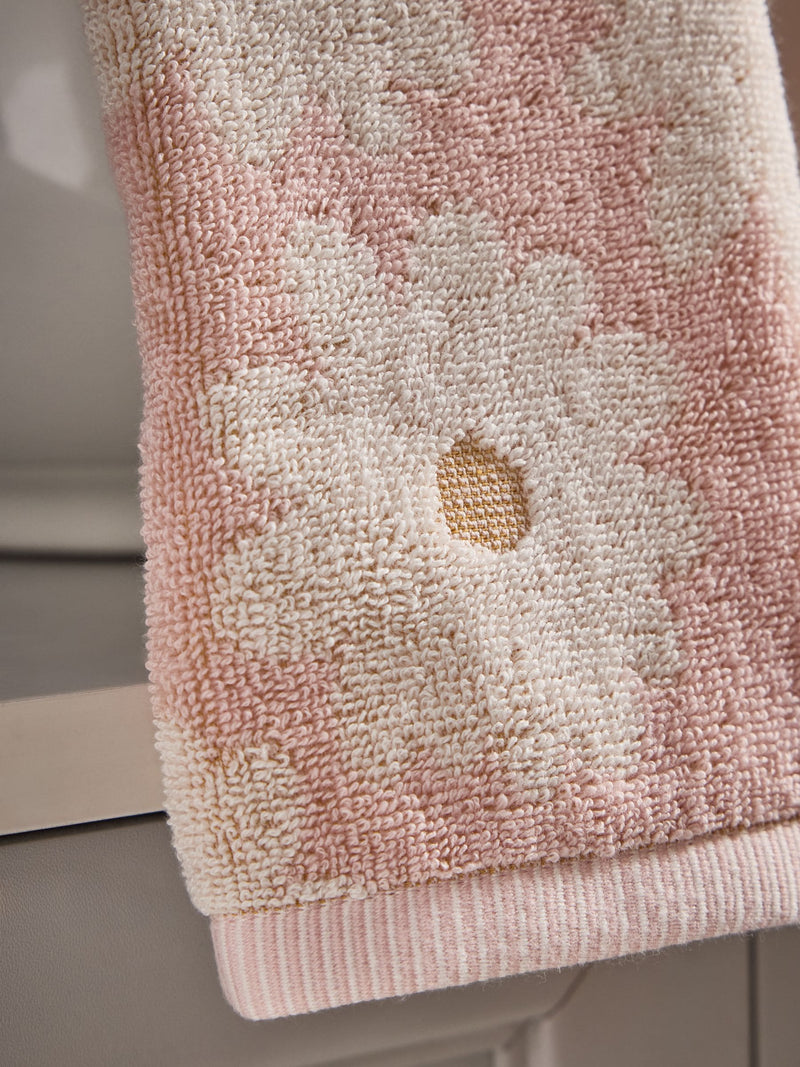 Pink daisy face cloths 100% cotton set of 2 - British product