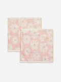 Pink daisy face cloths 100% cotton set of 2 - British product