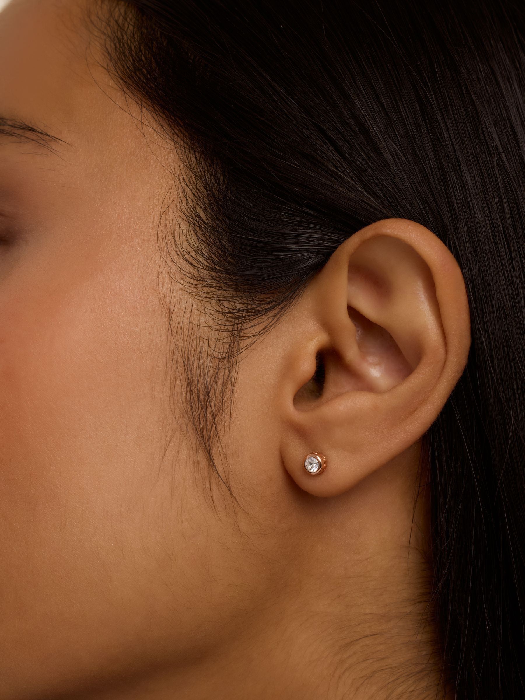 Ted Baker gold tone clear crystal stud earrings 0.4cm (British brand)