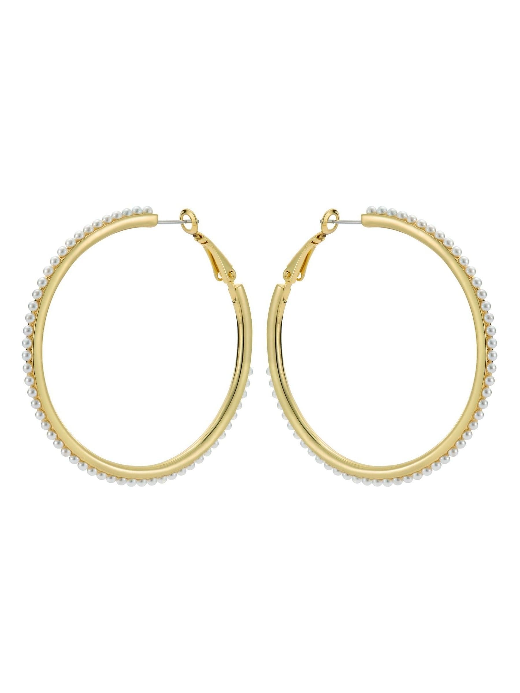 Ted Baker gold tone pearl hoop earrings 5.3cm (British brand)