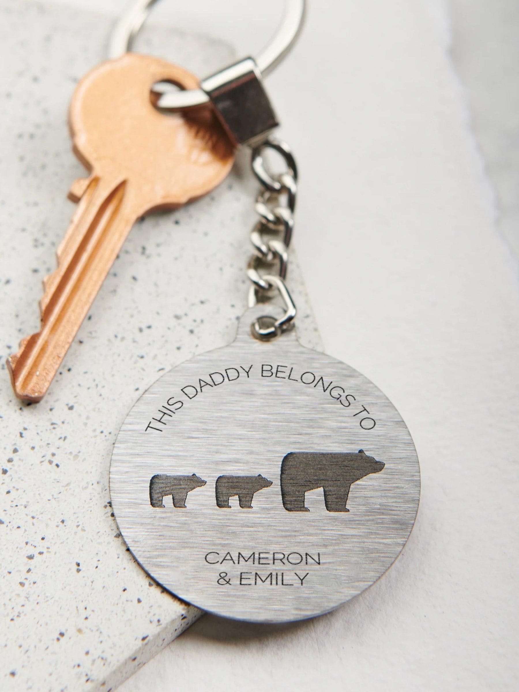 Oakdene personalised keyring Daddy Baby Bears - British product