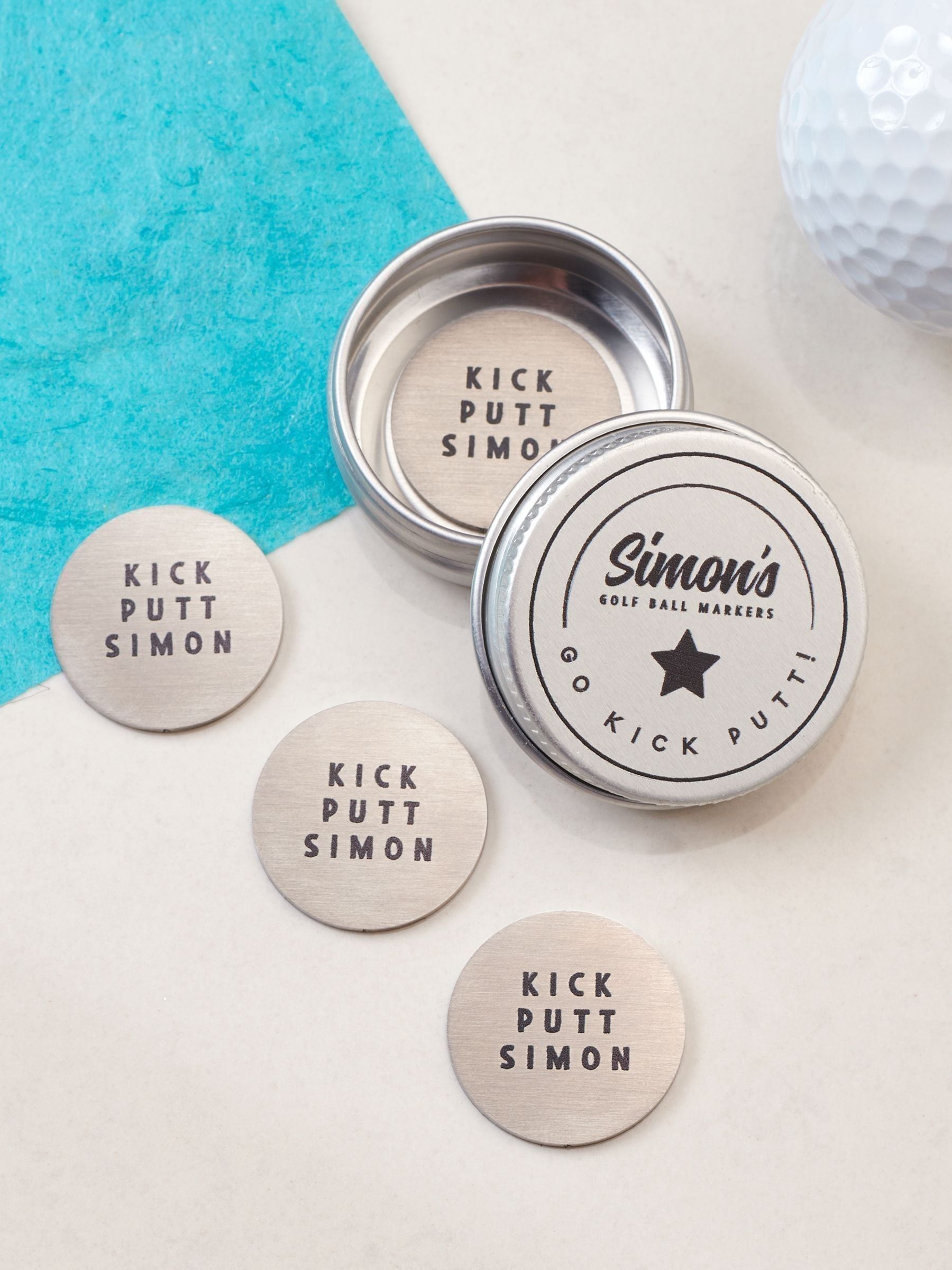 Oakdene personalised golf markers gift set, UK version