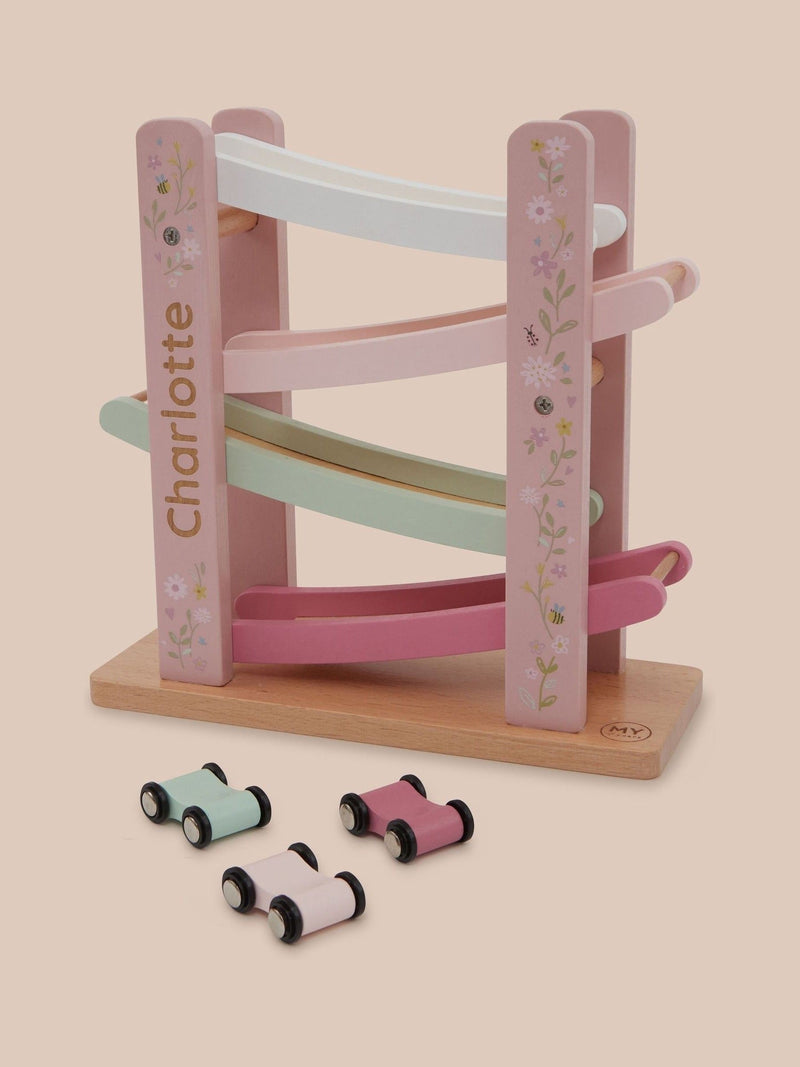 My 1st Years personalised pink wooden car ramp - British product