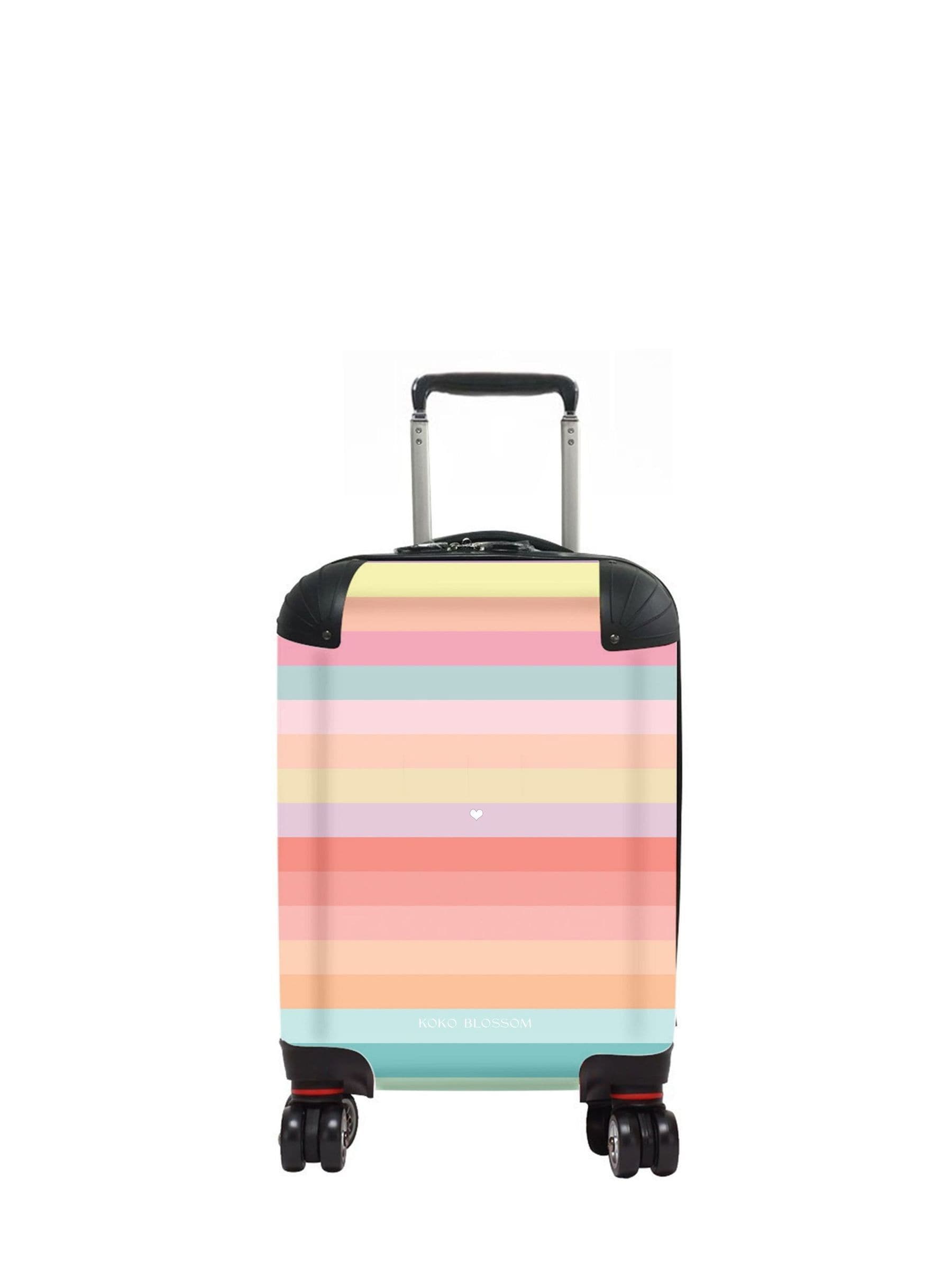 Koko Blossom bright rainbow personalised suitcase, imported from the UK