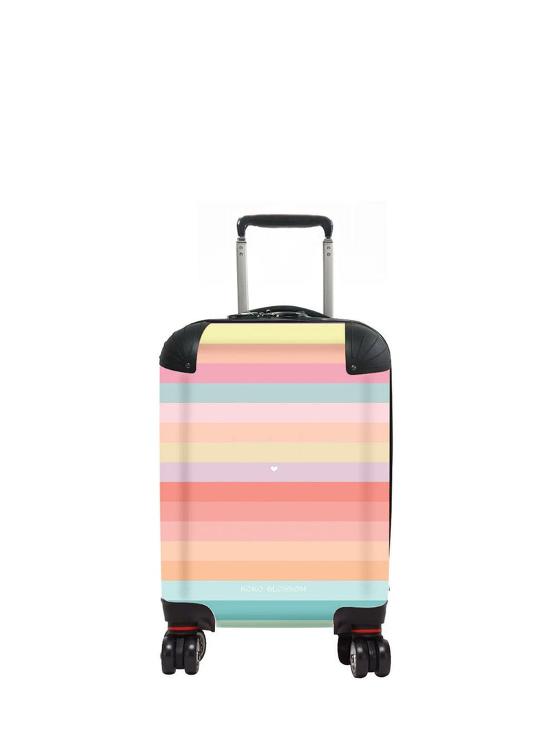 Koko Blossom bright rainbow personalised suitcase, imported from the UK