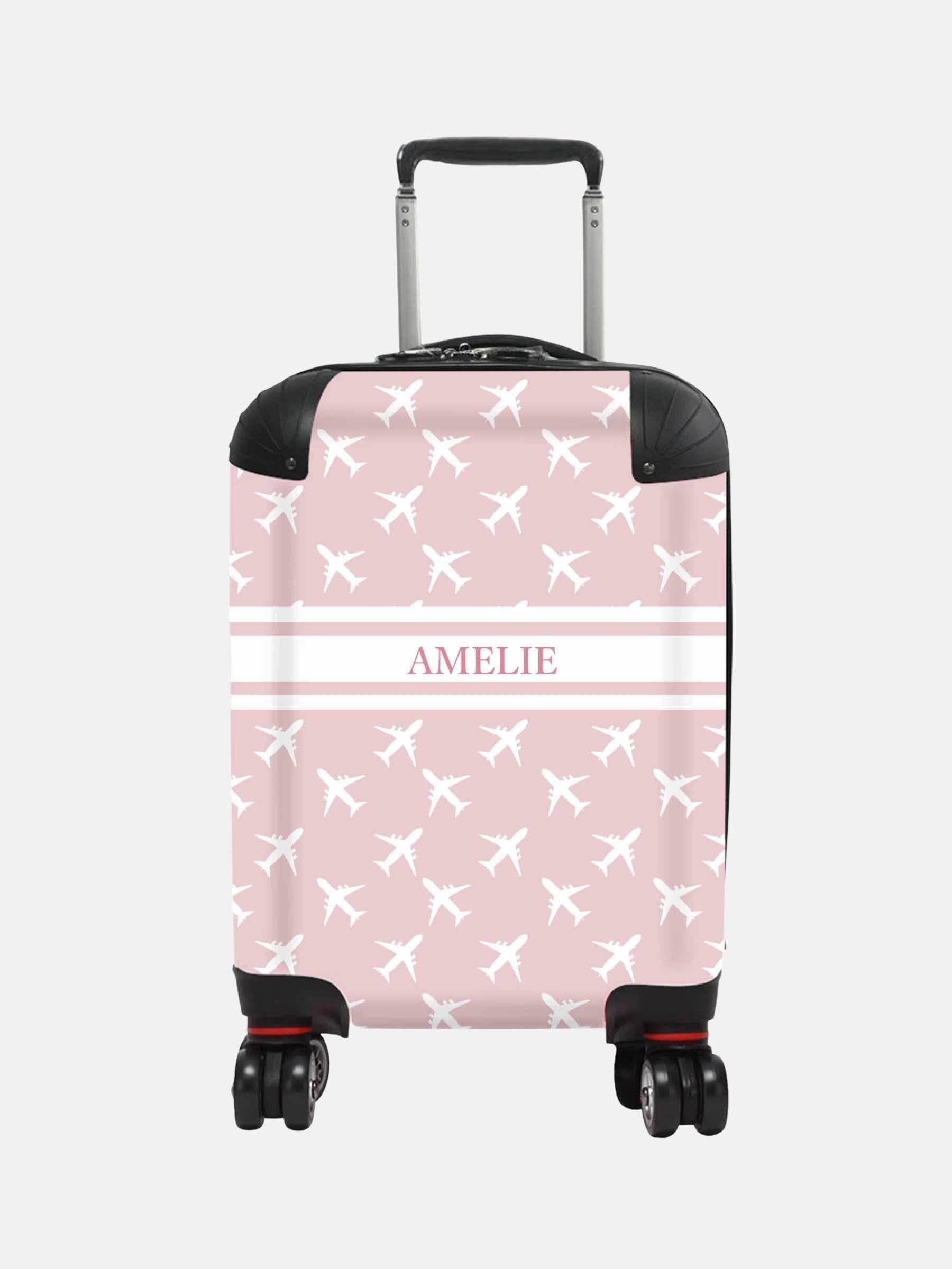 Koko Blossom pink personalised aeroplane suitcase for kids - British product