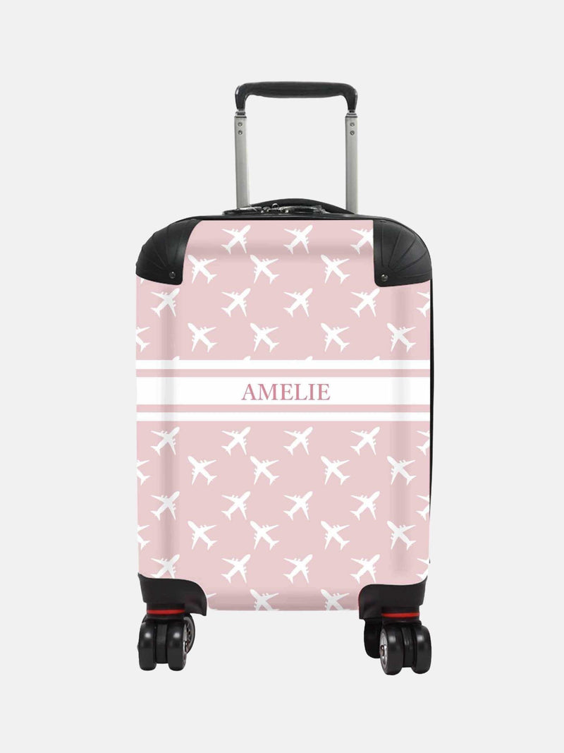 Koko Blossom pink personalised aeroplane suitcase for kids - British product