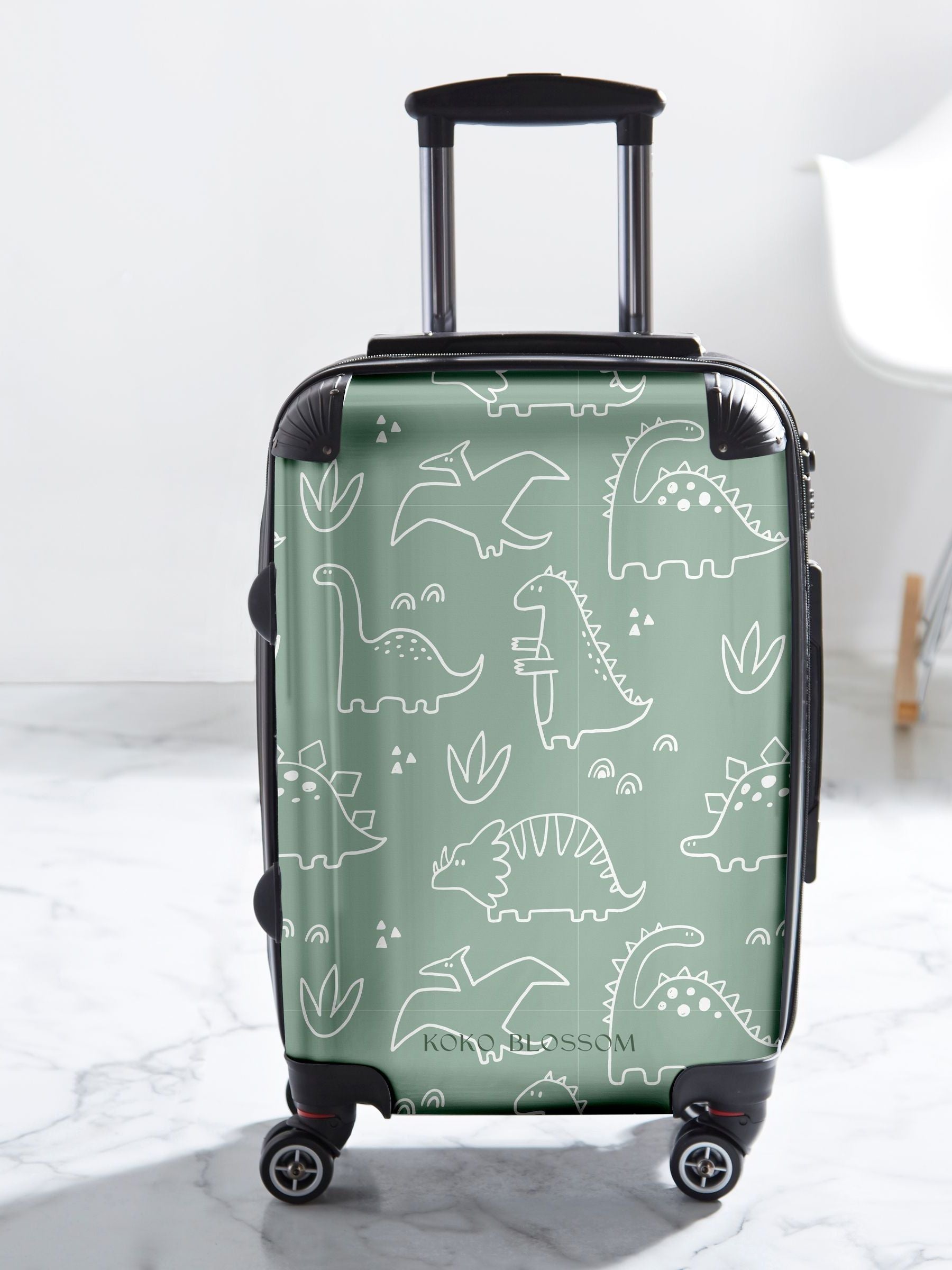 Koko Blossom personalised dinosaur suitcase with name, imported from the UK