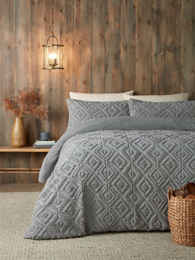 Next Romo Fusion Grey Fleece and Sherpa Duvet Cover Set- Buy online at McGrocer
