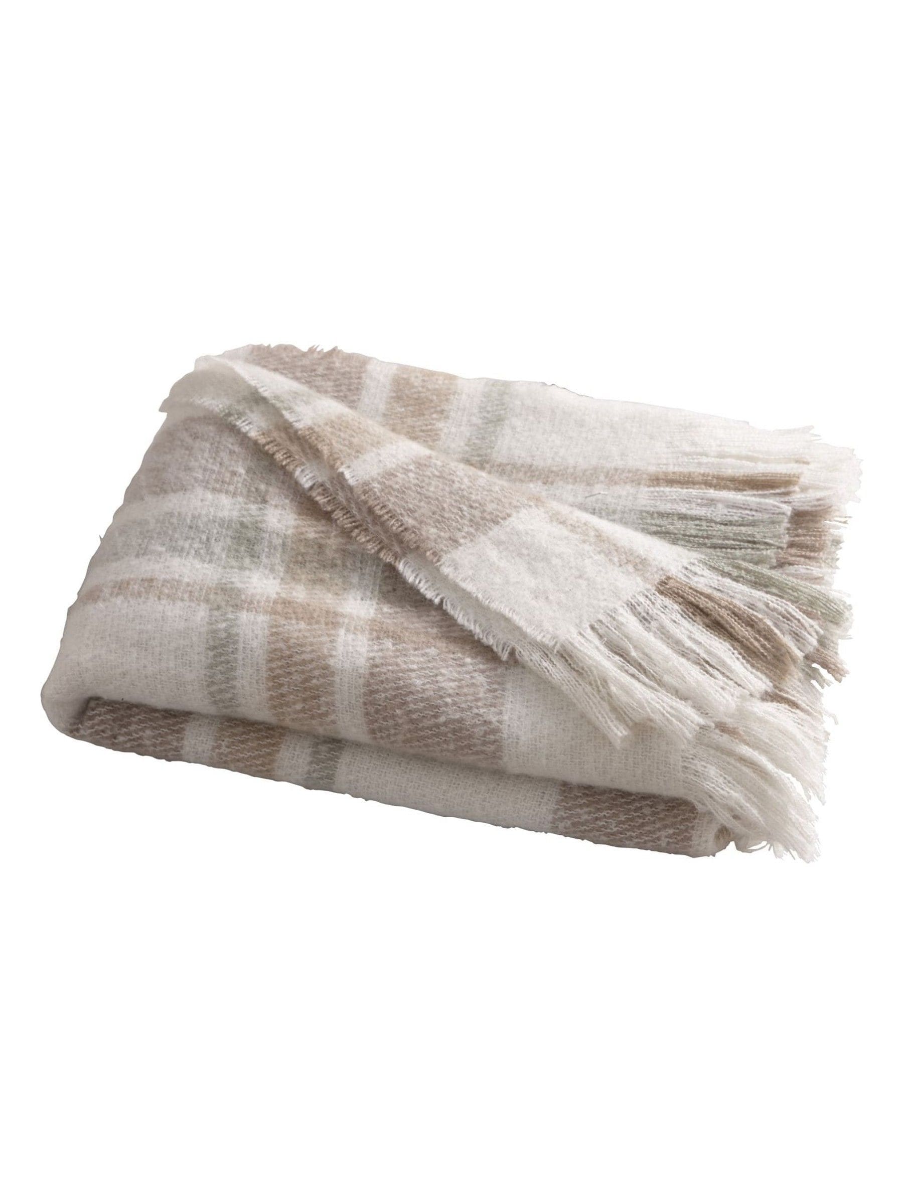 Appletree Verbier blue checked plush bedspread (British brand)