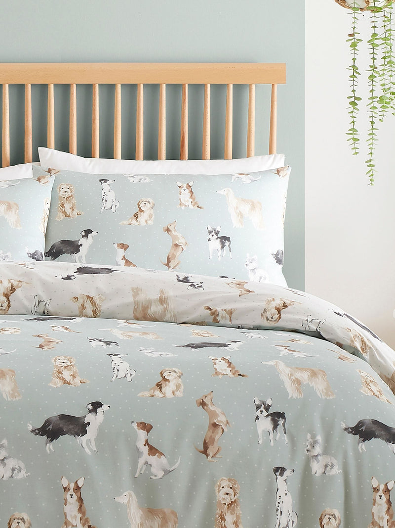 Fusion duck egg cute dogs duvet cover set - British product